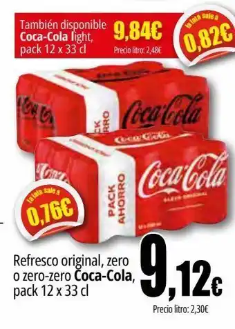 Unide Market Refresco original, zero o zero-zero coca-cola, pack 12 oferta