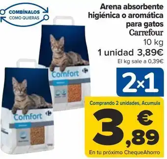 Carrefour Arena absorbente hgiénica o aromática para gatos carrefour 10kg oferta
