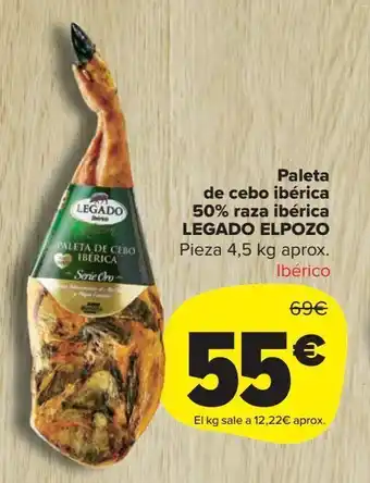 Carrefour Market Paleta de cebo ibérica 50% raza ibérica legado elpozo oferta