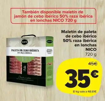 Carrefour Market Maletín de paleta de cebo ibérico 50% raza ibérica en lonchas nico oferta