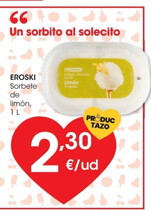 Eroski Eroski sorbete de limón 1 l oferta
