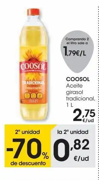 Eroski Coosol aceite girasol tradicional 1 l oferta