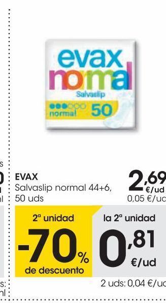 Eroski Evax salvaslip normal 50u oferta