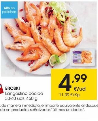 Eroski Eroski langostino cocido 30-40 uds 450 g oferta