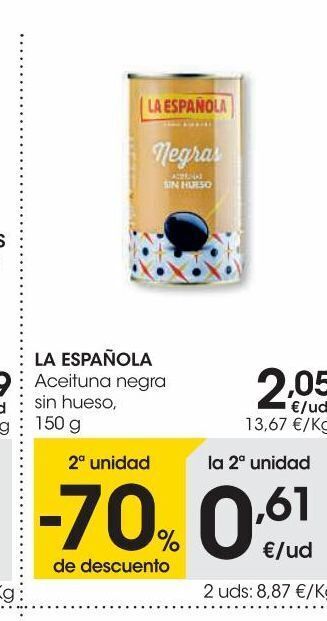 Eroski La española aceituna negra sin hueso 150 g oferta