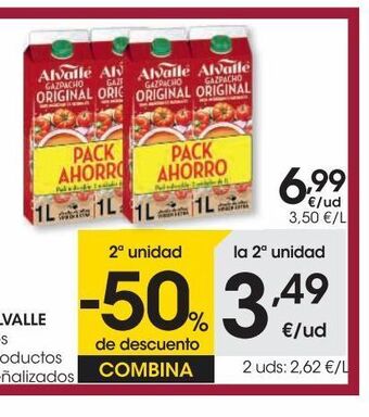 Eroski Alvalle gazpacho original 1+1 2 l oferta