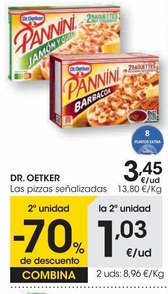 Eroski Dr. oetker pannini de jamón y queso 250 g oferta