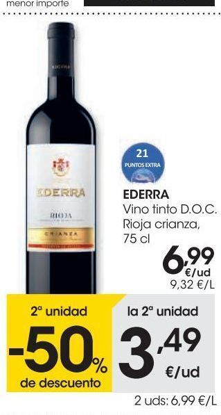 Eroski Ederra vino tinto d.o.c. rioja crianza 0,75 l oferta