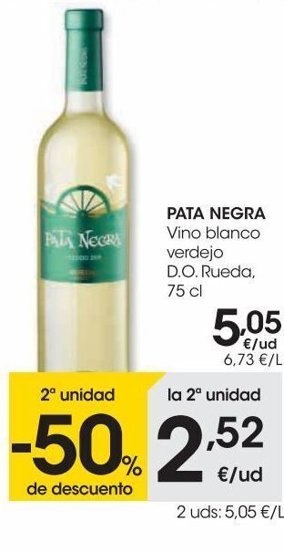 Eroski Pata negra vino blanco verdejo d.o. rueda 0,75 l oferta