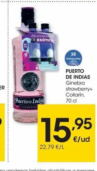 Eroski Puerto de indias ginebra strawberry+collarin 0,7l oferta