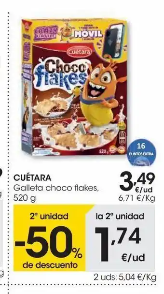 Eroski Cuetara galleta choco flakes 520 g oferta