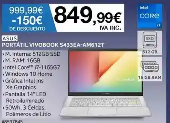 Costco Asus Portátil Vivobook S433ea-am612t² oferta