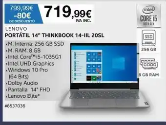 Costco Lenovo Portátil 14 Thinkbook 14-IIL 20SL oferta