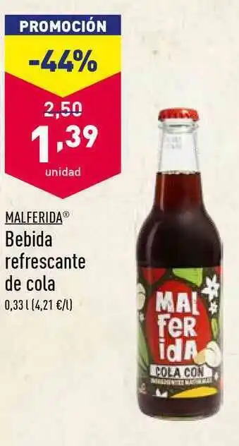 ALDI Malferida Bebida Refrescante De Cola 0.33L oferta