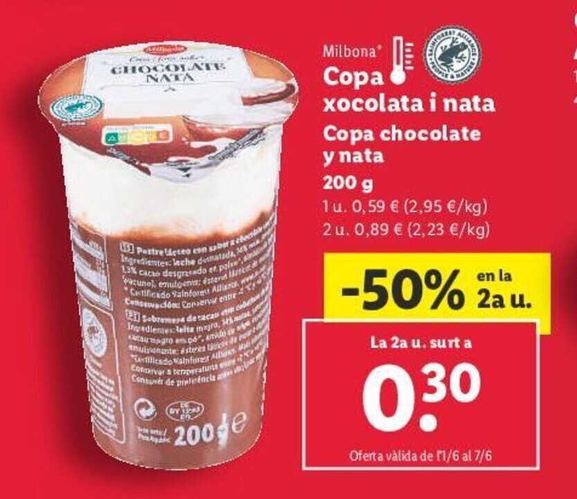 Lidl Copa xocolata i nata oferta