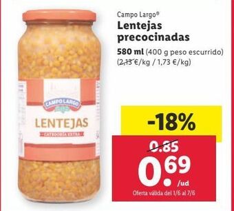 Lidl Lentejas campo largo oferta