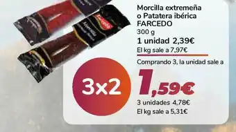 Carrefour Morcilla Extremeña O Patatera Ibérica Farcedo 300g oferta