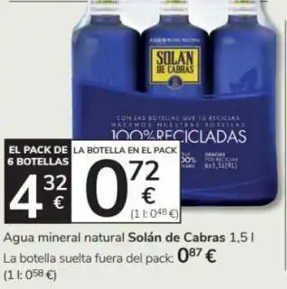 Consum Agua solán de cabras oferta