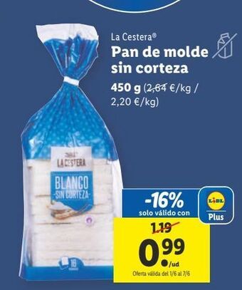 Lidl Pan de molde la cestera oferta
