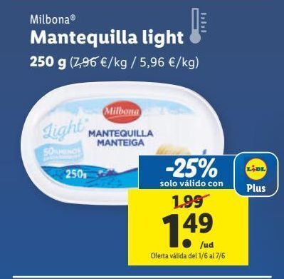 Lidl Mantequilla milbona oferta