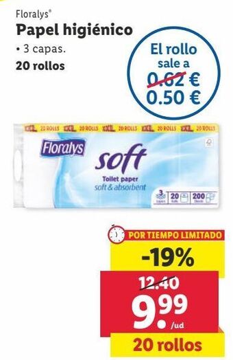 Lidl Papel higiénico floralys oferta