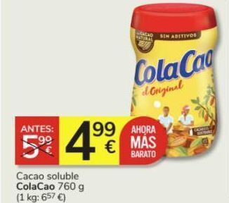 Consum Cacao soluble cola cao oferta
