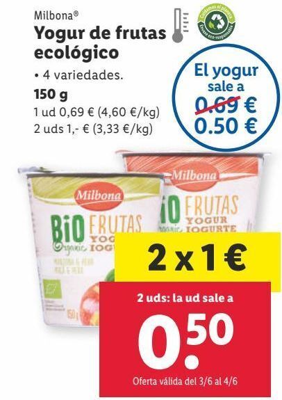 Lidl Yogur milbona oferta