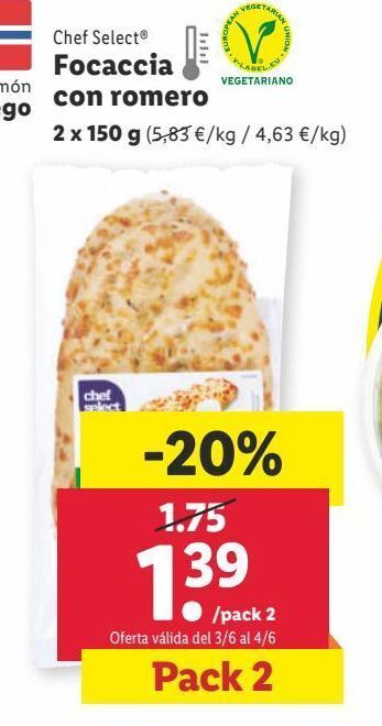 Lidl Focaccia chef select oferta