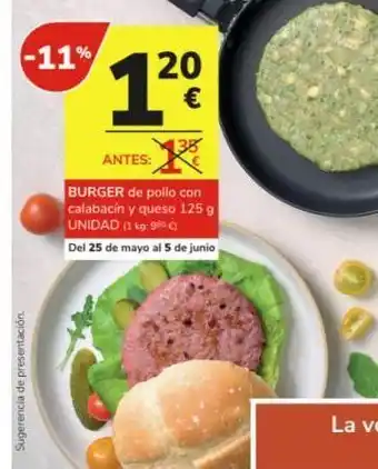 Consum Hamburguesas de pollo con calabacin y queso oferta