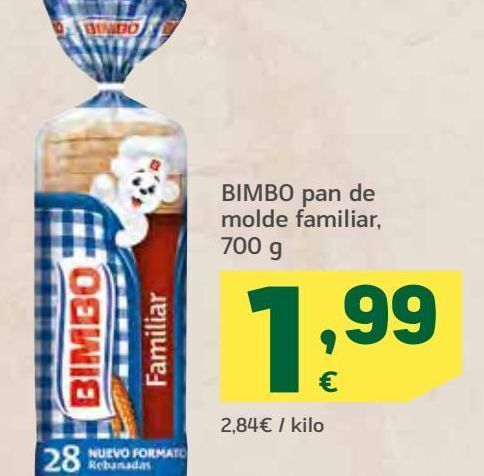 HiperDino Pan de molde bimbo oferta