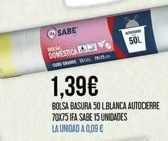 Claudio Bolsa Basura Blanca Autocierre Ifa Sabe oferta