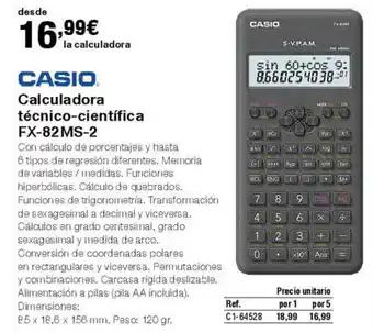 Staples Kalamazoo Calculadora técnico-científica FX-82MS-2 oferta