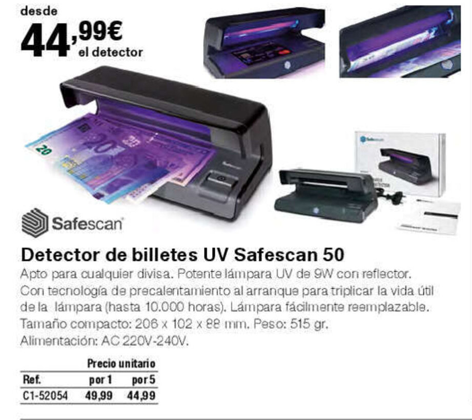 Staples Kalamazoo Detector de billetes UV Safescan 50 oferta
