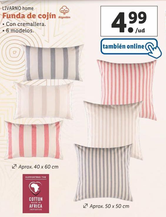 Lidl Funda de cojín livarno oferta