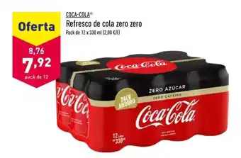 ALDI Coca Cola Refresco de cola zero zero 12 x 330ml oferta