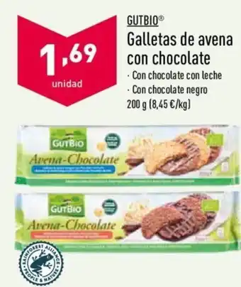 ALDI Gutbio Galletas de avena con chocolate 200g oferta