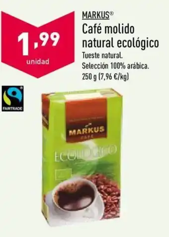 ALDI Markus Café molido natural ecológico 250g oferta