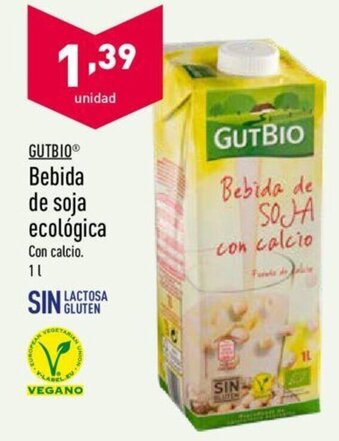 ALDI Gutbio Bebida de soja ecológica 1L oferta