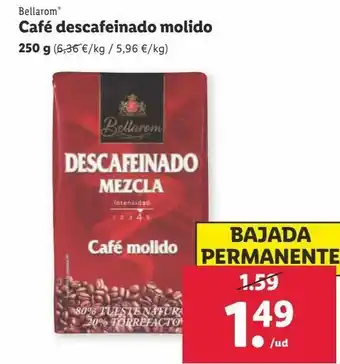 Lidl Café descafeinado bellarom oferta