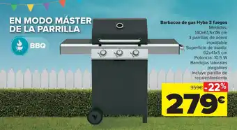 Carrefour Barbacoa de gas Hyba 3 fuegos oferta