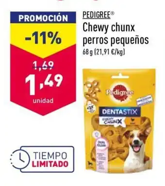 ALDI Pedigree Chewy Chunx perros pequeños 68g oferta