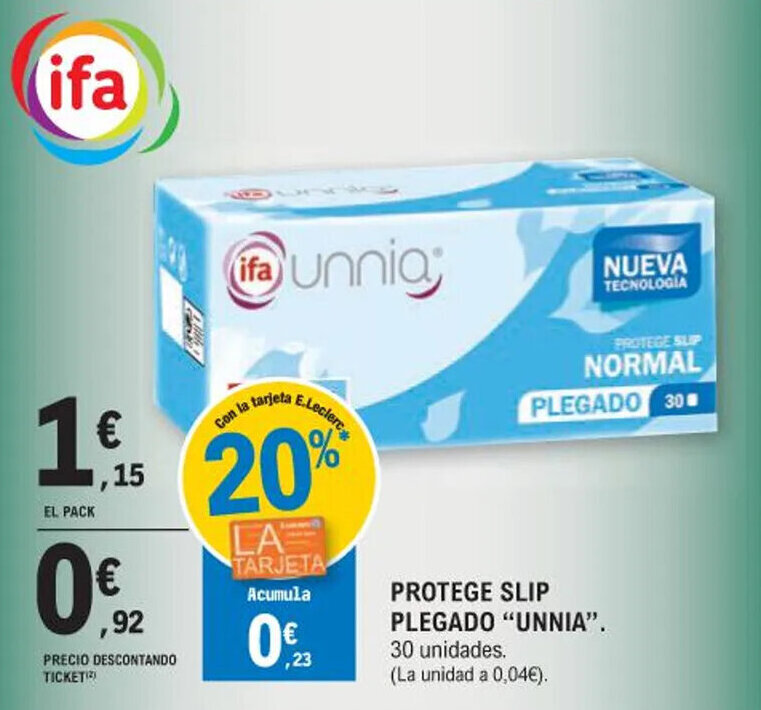 E.Leclerc PROTEGE SLIP PLEGADO "UNNIA". oferta