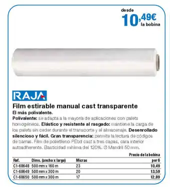 Staples Kalamazoo Film estirable manual cast transparente oferta