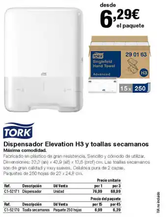 Staples Kalamazoo Dispensador Elevation H3 y toallas secamanos oferta