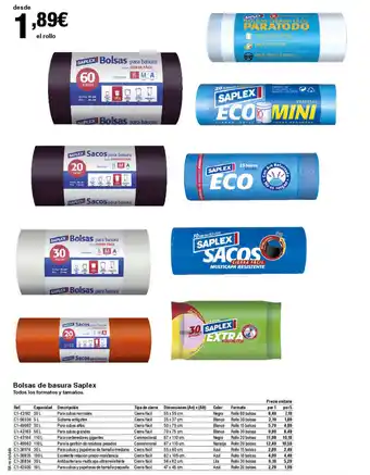 Staples Kalamazoo Bolsas de basura Saplex oferta