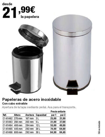 Staples Kalamazoo Papeleras de acero inoxidable oferta