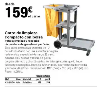 Staples Kalamazoo Carro de limpieza compacto con bolsa oferta