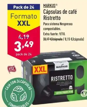 ALDI Markus Cápsulas de café Ristretto oferta