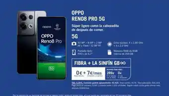 Yoigo Oppo oppo reno8 pro sg oppo ren08 pro 5g 50 mp + 8 mp + 2 mp af y flash/32 mp ff pantalla táctil fhd+ de 5,7 súper lig oferta
