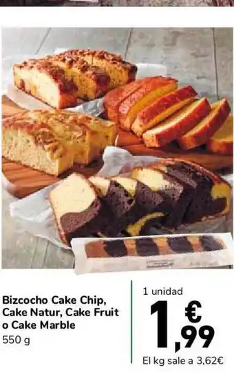 Carrefour Express Bizcocho Cake Chip Cake Natur Cake Fruit O Cake Marble 550g oferta